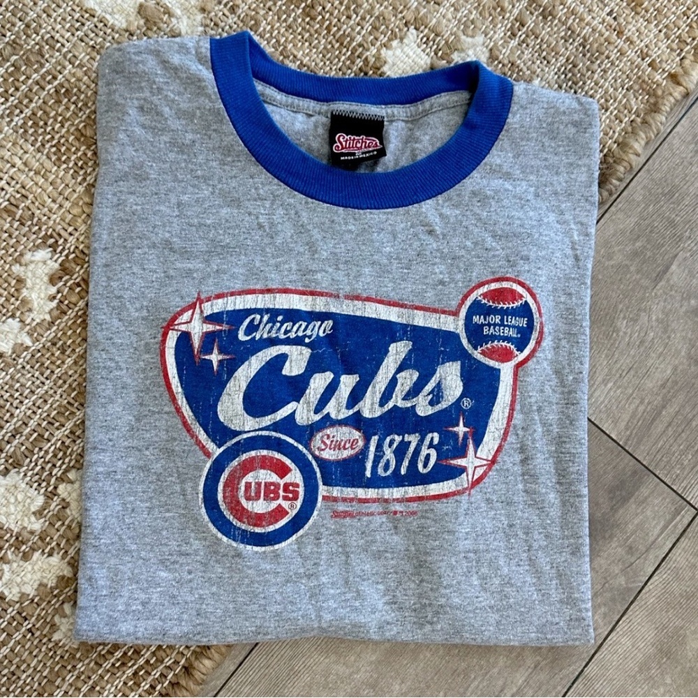 Vintage Chicago Cubs Gray Graphic T-Shirt by Stitches, Men’s Size Medium